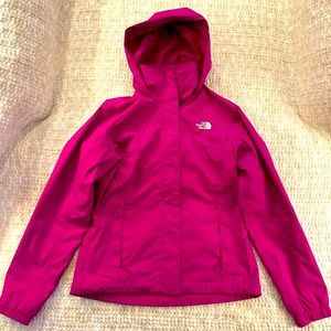 Pink water resistant full zip up jacket. Only worn a couple times.